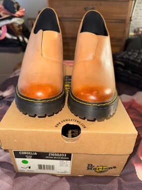 Dr. Martens Brown Cordelia Platform Slip-On Shoes